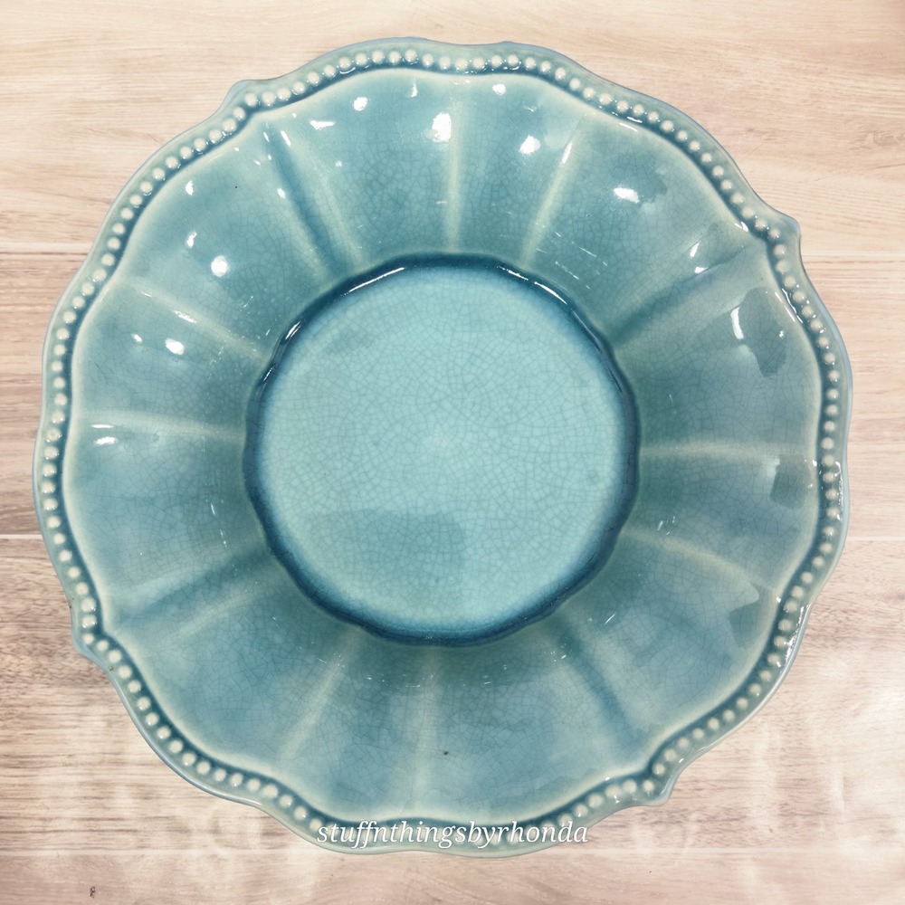 Pioneer Woman Denim Soup Bowl Paige Stoneware Scalloped Rim Crackle Finish 1 Pc